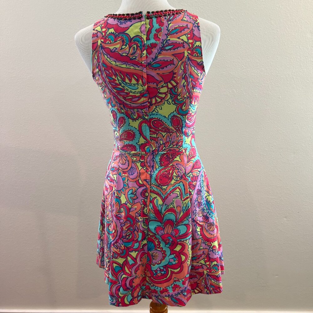 Lilly Pulitzer Lloyd Feeling Groovy Print Retro Bright Boho Dress Size 2 - Picture 2 of 6